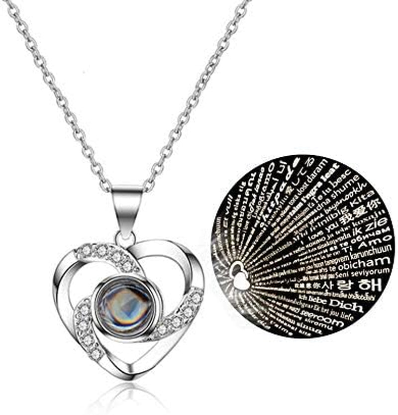 Mothers Day Flower Gifts for Her, Preserved Real Flower Rose with Silver-Tone Heart Necklace I Love You in 100 Languages Gift Set, Enchanted Flower Rose Gifts, Blue